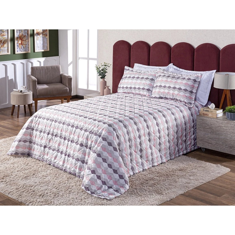 Cobre Leito Colcha Elegance Solteiro / Casal Estampado 3 Peças Várias Estampas Matelado Costurado Com Linha