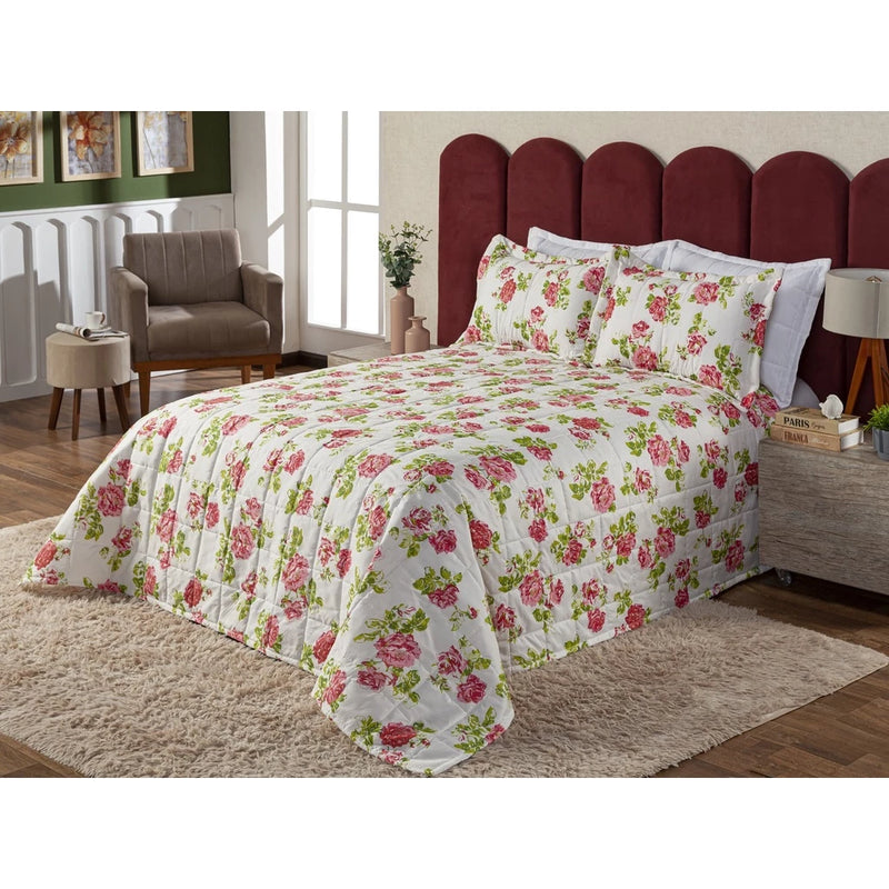 Cobre Leito Colcha Elegance Solteiro / Casal Estampado 3 Peças Várias Estampas Matelado Costurado Com Linha