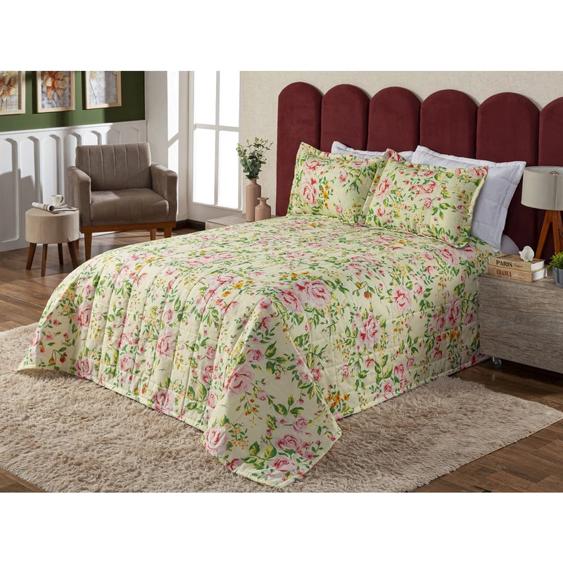 Cobre Leito Colcha Elegance Solteiro / Casal Estampado 3 Peças Várias Estampas Matelado Costurado Com Linha