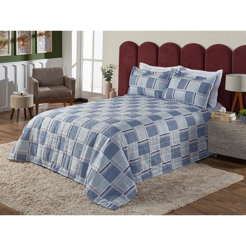 Cobre Leito Colcha Elegance Solteiro / Casal Estampado 3 Peças Várias Estampas Matelado Costurado Com Linha
