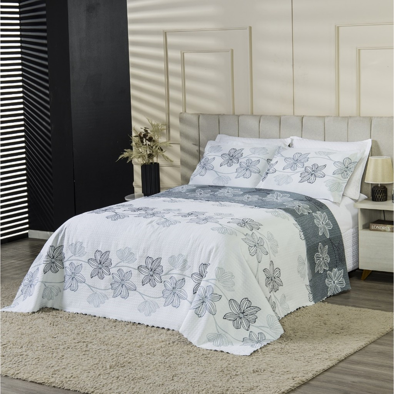 Cobre Leito Colcha Duo Casal Padrão 3 Peças Dupla Face Várias Estampas