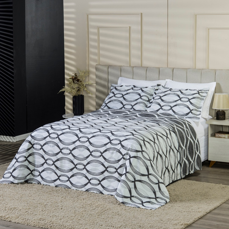 Cobre Leito Colcha Duo Casal Padrão 3 Peças Dupla Face Várias Estampas