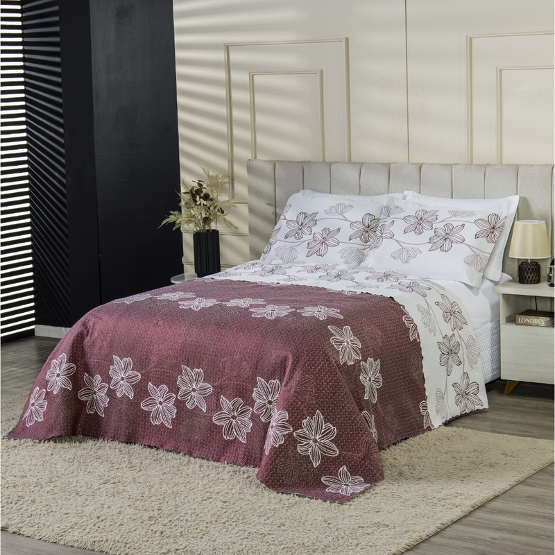 Cobre Leito Colcha Duo Casal Padrão 3 Peças Dupla Face Várias Estampas