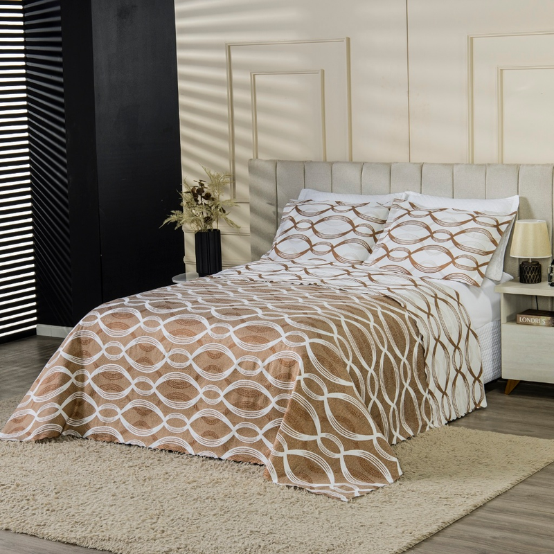 Cobre Leito Colcha Duo Queen 3 Peças Dupla Face Várias Estampas