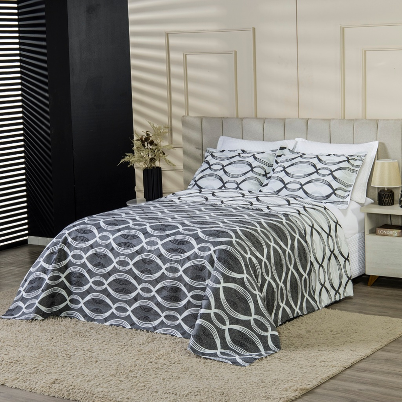 Cobre Leito Colcha Duo Queen 3 Peças Dupla Face Várias Estampas