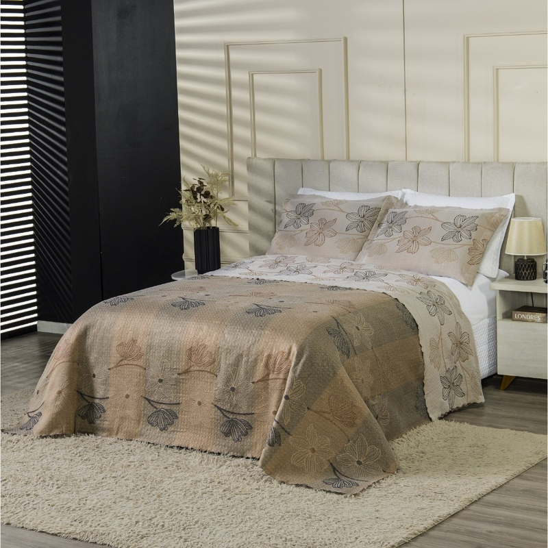 Cobre Leito Colcha Duo Queen 3 Peças Dupla Face Várias Estampas