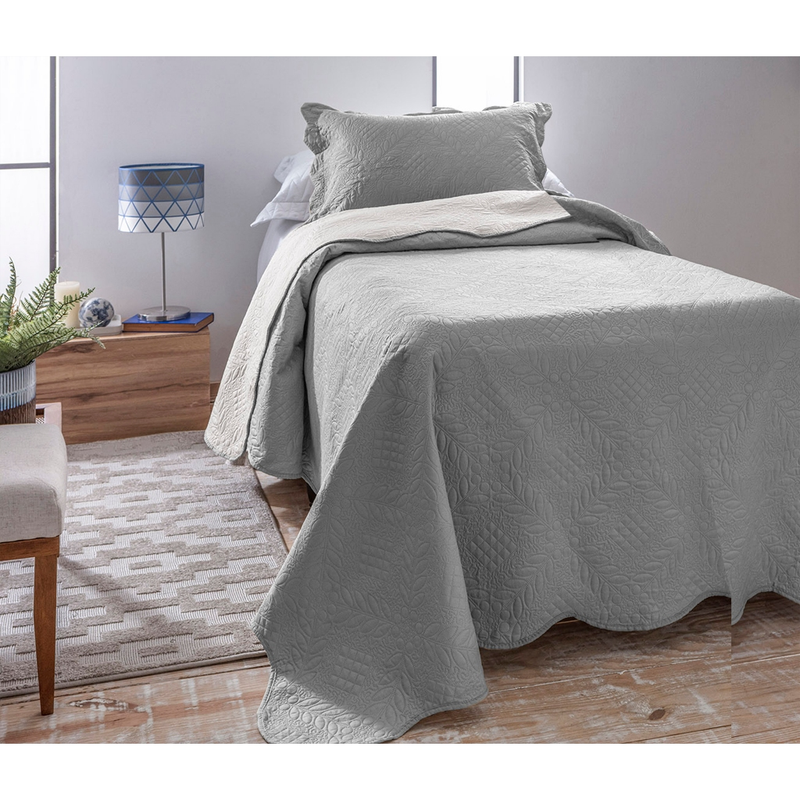 Kit Cobre Leito Colcha Dyuri Solteiro 2 Peças Dupla Face Liso Várias Cores