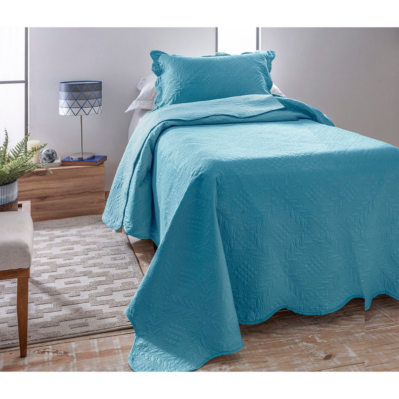 Kit Cobre Leito Colcha Dyuri Solteiro 2 Peças Dupla Face Liso Várias Cores