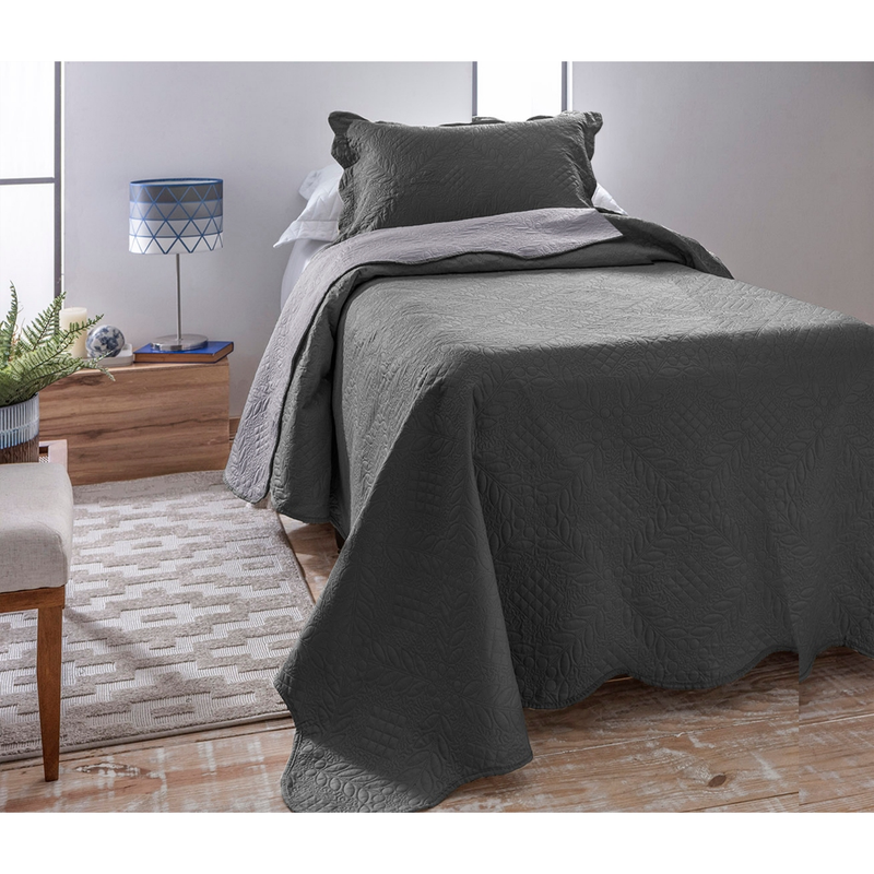 Kit Cobre Leito Colcha Dyuri Solteiro 2 Peças Dupla Face Liso Várias Cores