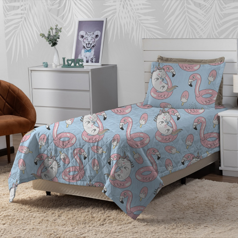 Cobre Leito Colcha Elegance Solteiro / Casal Estampado 3 Peças Várias Estampas Matelado Costurado Com Linha