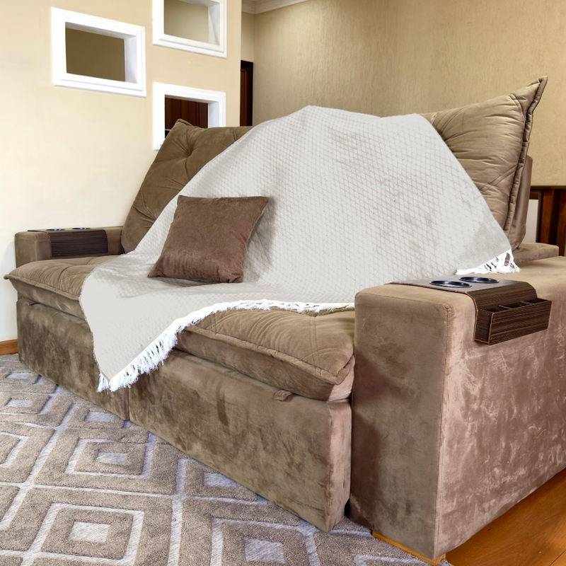 Manta Para Sofá Gigante King Xale Decorativo Capa Protetora Luxo Artesanal Várias Cores e Tamanhos