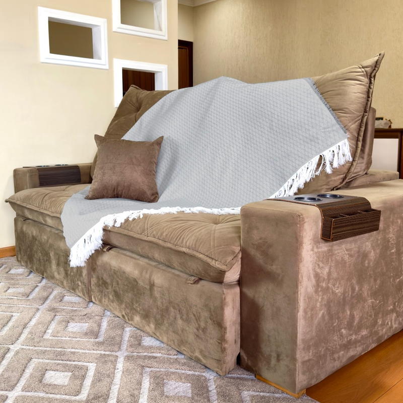 Manta Para Sofá Gigante King Xale Decorativo Capa Protetora Luxo Artesanal Várias Cores e Tamanhos