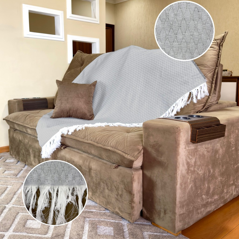 Manta Para Sofá Gigante King Xale Decorativo Capa Protetora Luxo Artesanal Várias Cores e Tamanhos
