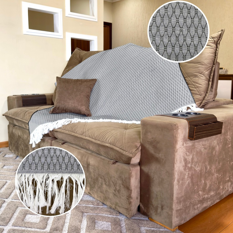 Manta Para Sofá Gigante King Xale Decorativo Capa Protetora Luxo Artesanal Várias Cores e Tamanhos