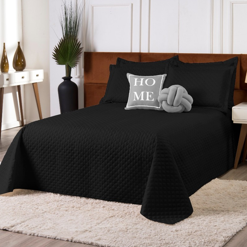 Kit Cobre Leito Home Casal Padrão 6 Peças c/ Almofada de Nó