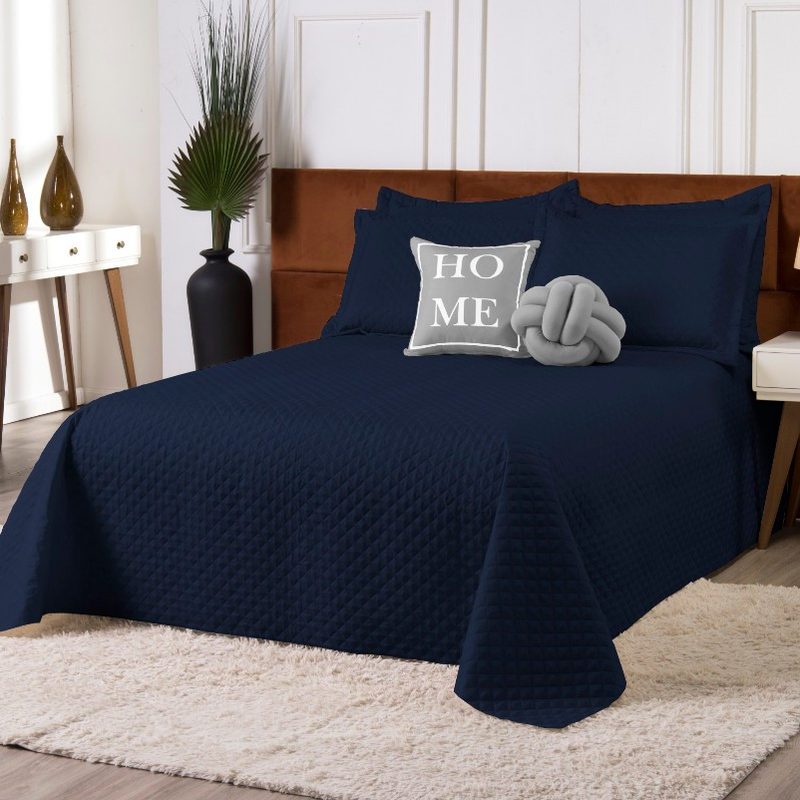 Kit Cobre Leito Home Casal Padrão 6 Peças c/ Almofada de Nó