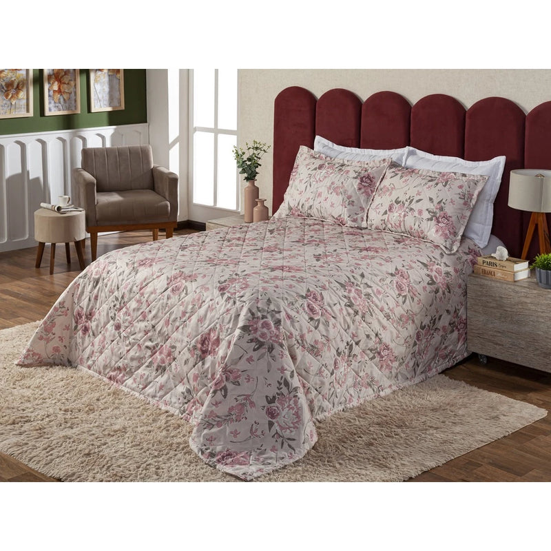 Cobre Leito Colcha Elegance Solteiro / Casal Estampado 3 Peças Várias Estampas Matelado Costurado Com Linha